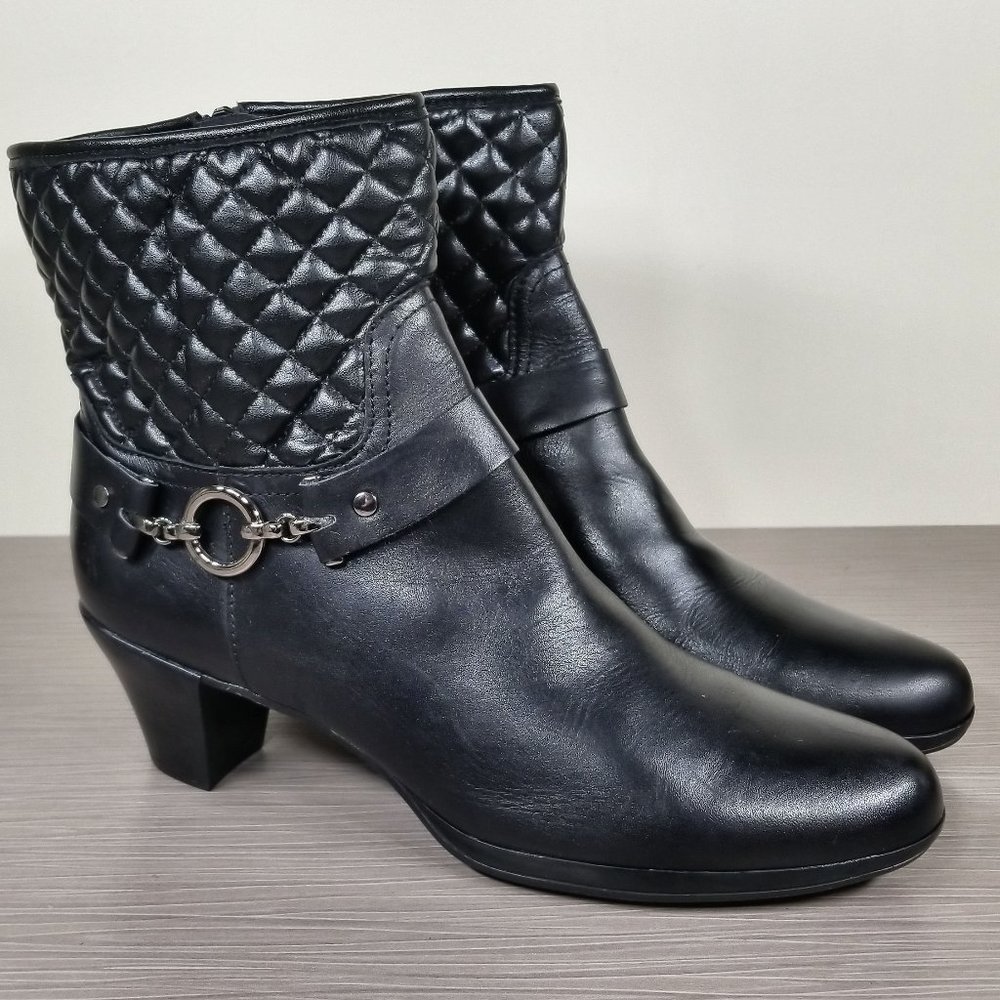 Munro Laconia Ankle Boots, Black Leather, Womens Size 9